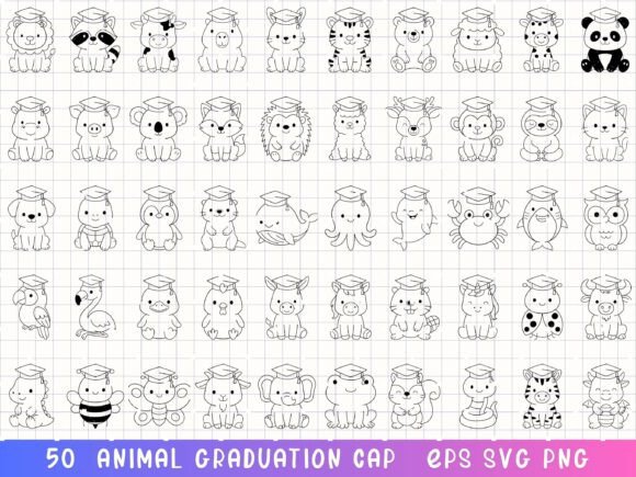 50 Graduation Animal SVG Graphics & Illustrations