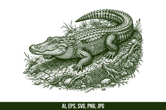 Alligator Animal Detailed Vector: Graphics & Illustrations