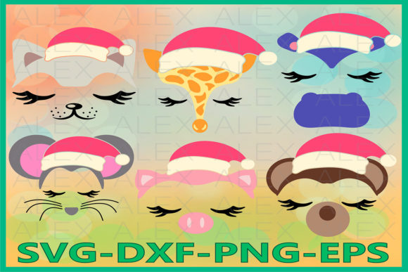 Animal Face Christmas Graphics & Illustrations
