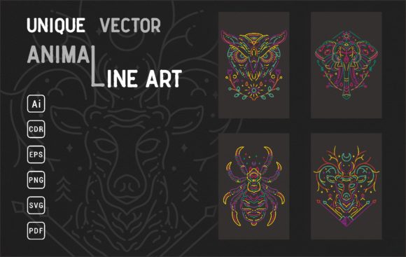 Animal Line Art Illustration Bundle: Graphics & Illustrations for Local Branding