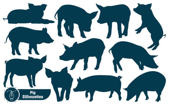 Animal Pig Silhouettes: Graphics & Illustrations