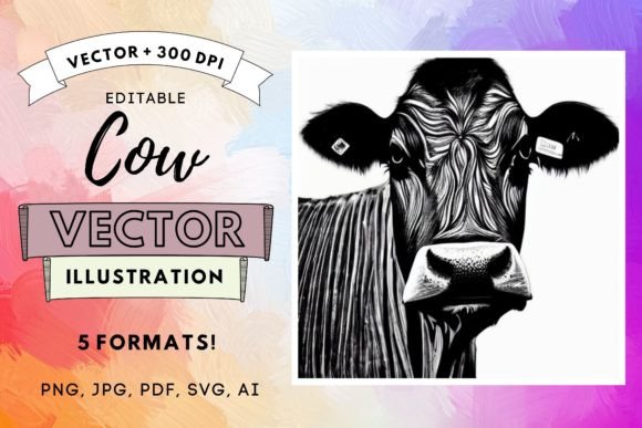 Animal Vector Illustration Cow: Graphics & Illustrations