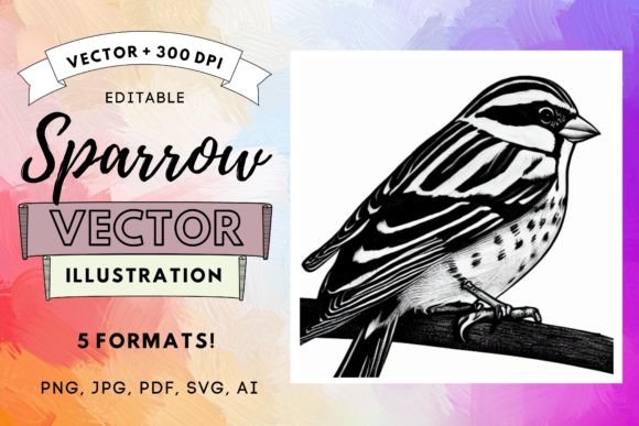 Animal Vector Illustration of a Sparrow: Graphics & Illustrations