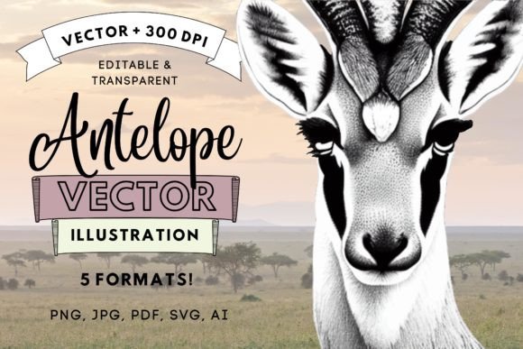 Antelope Animal Vector Illustration PNG