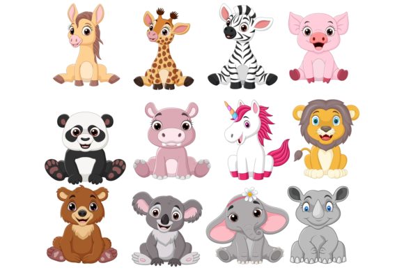 Cartoon Baby Animal Bundle: Graphics & Illustrations
