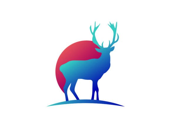 Deer Animal Colored Silhouette Logo: Graphics & Illustrations