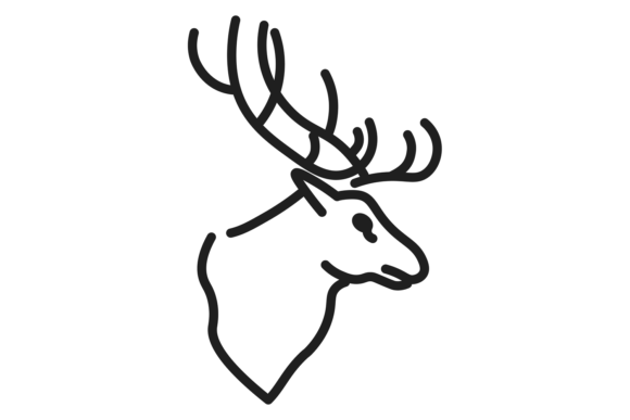 Deer Head Icon: Linear Hunting Graphics & Illustrations