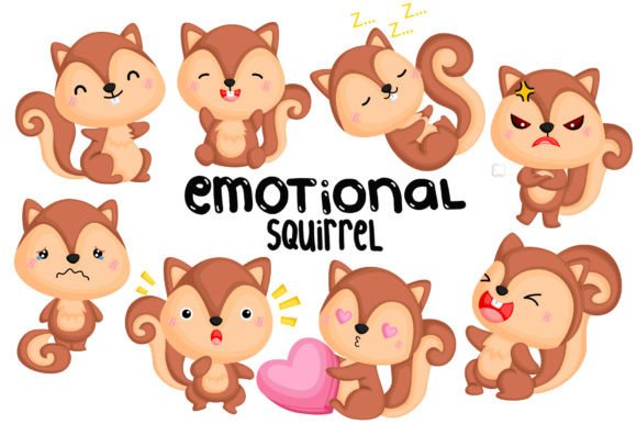 Emotional Squirrel Clipart: Cute Animal Graphics & Illustrations