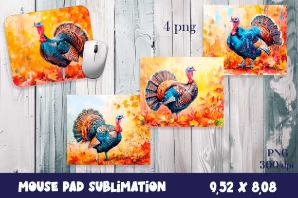 Farm Turkey Sublimation Animal Mouse Pad: Graphics & Illustrations