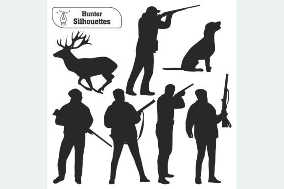 Forest Animal Hunter Silhouette Vector: Graphics & Illustrations for Local Branding