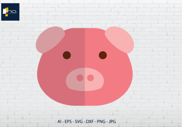 Head Animal Pig: Flat Character Graphics & Illustrations