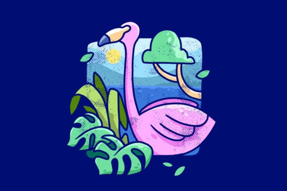 Hello Flamingo Wild Animal Illustration: Graphics & Illustrations