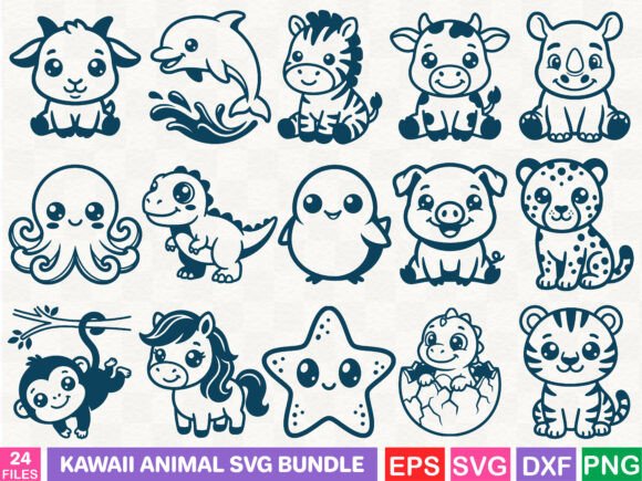 Kawaii Animal SVG Bundle: Graphics & Illustrations for Playful Branding