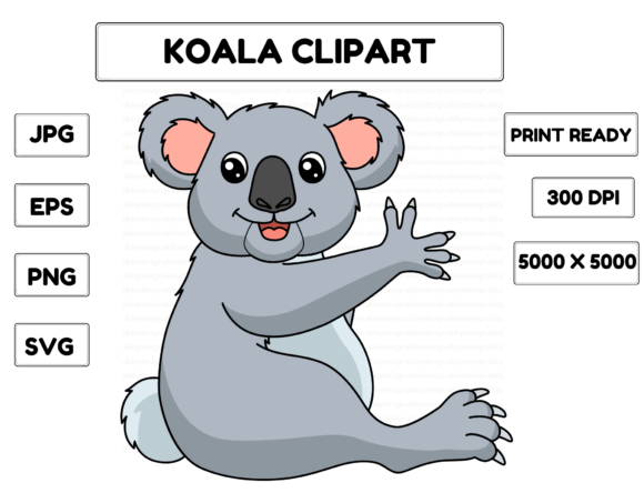 Koala Animal Cartoon Colored Clipart