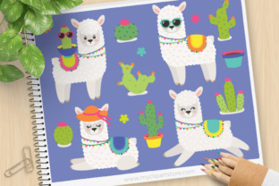 Llama Cactus Animal Clipart: Playful Graphics & Illustrations