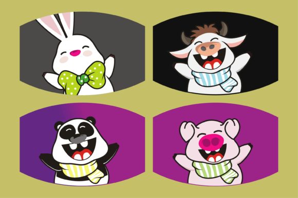 Mask Appy Animal Sublimation Vector Graphics & Illustrations