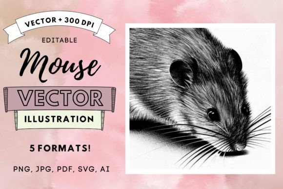 Nursery Mouse Animal Vector Illustration: Graphics & Illustrations