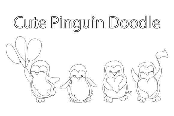 Penguin Wildlife Animal Line Art Style Graphics & Illustrations