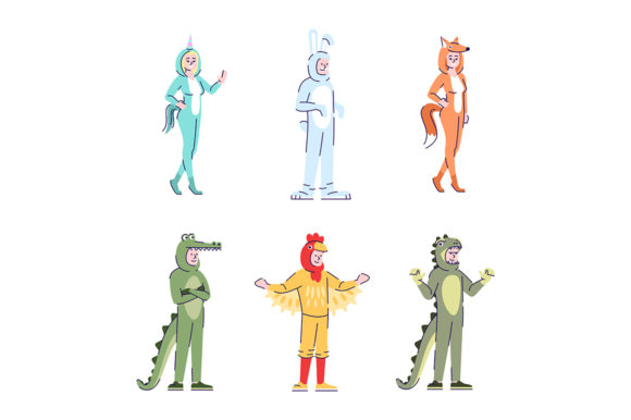 People Wearing Animal Costumes Graphics & Illustrations