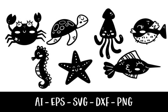 Sea Animal Doodles: Playful Graphics & Illustrations for Brand Projects