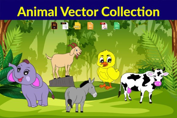 Set of Five Cartoon Animal Vol-1