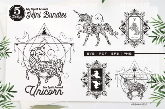 Unicorn Mandala, My Spirit Animal: Graphics & Illustrations