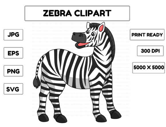 Zebra Animal Cartoon Colored Clipart: Graphics & Illustrations